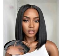 Perruque sans colle à porter et à emporter, cheveux humains, perruques courtes prêtes à porter pour femmes, perruque humaine en dentelle pré-coupée HD transparente, perruque de cheveux humains-12 pouc