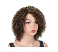 Perruque sans colle P4/27/30 Ombré Mèches Afro Crépues Cheveux Humains Blond Miel Extensions de cheveux(10 inch)