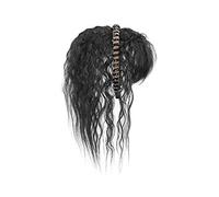 Perruque Simulation Cheveux Frange Perruque Pièce Front Bande De Une Tête Filler Couverture Blancs Filles Perruques Perruques(Black curly hair-40CM)
