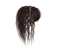 Perruque Simulation Cheveux Frange Perruque Pièce Front Bande De Une Tête Filler Couverture Blancs Filles Perruques Perruques(Dark brown curly hair-40CM)
