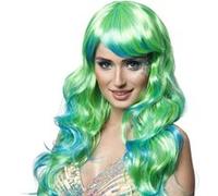 perruque sirène chevelure longue bleu vert femme - boland 85742 Multicolore G