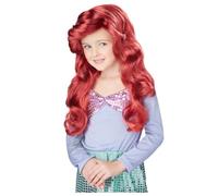 Perruque sirène longue rouge luxe fille - Rouge - Taille Unique