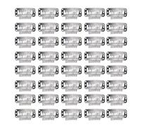 Perruque Snap Clip, 40pcs Perruque Snap Clip 6 Dents en Acier Inoxydable DIY Snap Clips Snap Peigne Perruque Clips Métal Perruque Clip Accessoires pour Extension de Cheveux(Argent)