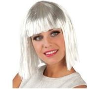 Boland Perruque adulte Gigi Glamour – carré blanc-argent, lametta, cheveux synthétiques