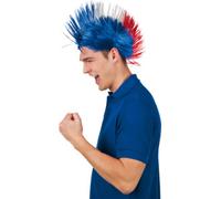 Boland 62024 - Perruque France Iroquoise Bleu Blanc Rouge Cheveux Synthétiques coiffure france Accessoire Carnaval Fête à thème Football Sport Fan Coupe du Monde Euro