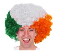 Perruque supporter irlandais vert blanc orange afro - Accessoire pour fan de football irlandais - Accessoire pour fans de football, rugby, fêtes costumées, Saint Patrick, événements sportifs nationaux