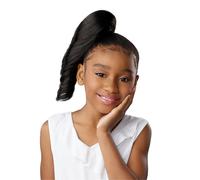 Perruque synth tique Lulupony mini barbe papa - macaron avec cordon de serrage pour queue de cheval pour enfants (2 DARKBROWN)