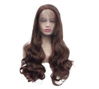Perruque synthétique 13x4 HD Lace Front, pré-épilée, longue et ondulée, brune, for femmes noires, prête à porter, idéale for les débutantes.(18inch)