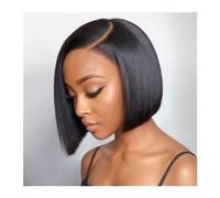 Perruque synthétique 180% court BOB perruque T partie côté partie Bob perruques dentelle frontale cuticule alignée pré plumé cheveux humains brésiliens for les femmes noires Cosplay Perruque(Size:Side