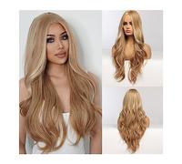 Perruque synthétique 30 pouces Doré Highlight Blonde Longue Ondulée Perruques Synthétiques Partie Moyenne Cheveux Naturels for les Femmes Daily Party Fibres Résistantes À La Chaleur Cosplay Perruque