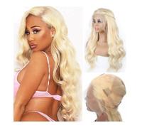 Perruque Synthétique 5”x4.5“ Silk Top Wig Body Blonde Base Full Lace Human Hair Wave Remy Transparent for Women(14inches)