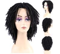 Perruque Synthétique, 6 Pouces Synthétiques Dreadlocks Perruque Twist Perruques pour Femmes Noires Courtes Bouclées Perruques Naturelles Crochet Perruques