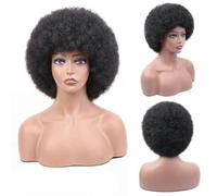 Perruque synthétique afro courte et moelleuse pour femmes noires, cheveux crépus et bouclés, pour fête, danse, cosplay, perruques avec frange-5881 M