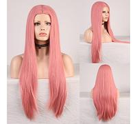 Perruque Synthétique Afro Crépue Bouclée De Couleur Orange Ondulée Naturelle Longue Pour Femme Noire Et Blanche En Fibre Haute Température Grise Pour Femme (Couleur : Rose Droit, Longueur Étirée : 22