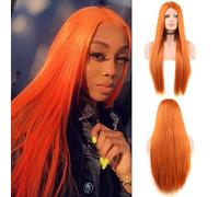 Perruque Synthétique Afro Crépue Bouclée De Couleur Orange, Perruque Longue Ondulée Naturelle Pour Femmes Noires Et Blanches, Perruques Grises En Fibre De Haute Température Pour Femmes (Couleur: Blan