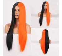 Perruque Synthétique Afro Crépue Bouclée De Couleur Orange, Perruque Longue Ondulée Naturelle Pour Femmes Noires Et Blanches, Perruques Grises En Fibre De Haute Température Pour Femmes (Couleur: Blan