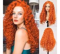 Perruque Synthétique Afro Crépue Bouclée De Couleur Orange, Perruque Longue Ondulée Naturelle Pour Femmes Noires Et Blanches, Perruques Grises En Fibre De Haute Température Pour Femmes (Couleur : Bla
