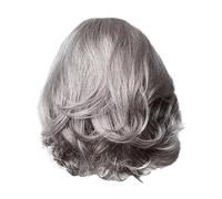 Perruque synthétique avec dentelle frontale - Gris argenté - Longueur : 14 cm - Bonnet réglable avec filet suisse