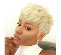 Perruque synthétique blanche à cheveux courts pour femmes blanches/noires, perruque à frange naturelle Cosplay-1030