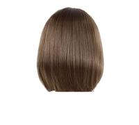 Perruque synthétique Blonde claire for femmes, 1 pièce, courte et lisse, Bob avec frange latérale, coiffures naturelles, quotidien décontracté, mère Cosplay(Mixed Brown)