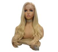Perruque synthétique blonde foncée avec dentelle frontale, perruques longues ondulées lâches sans colle de 13 x 6 pouces for usage quotidien des femmes Postiche Cheveux Femme(26inch)