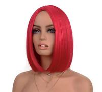 Perruque synthétique Bob for femme, raie au milieu, résistante à la chaleur, idéale for les fêtes et le cosplay. pour Femme Charmant(Red)