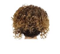 Perruque synthétique bou blonde ombrée brune, 1 pièce, cheveux courts for femmes noires, perruque naturelle avec frange, boucles for maman, quotidien décontracté(Blonde Ombre Brown)