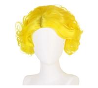 Perruque synthétique bou courte vert Olive for femmes, perruque de Cosplay Drag Queen, aspect naturel avec frange, 12 pouces, 1 pièce(Yellow)