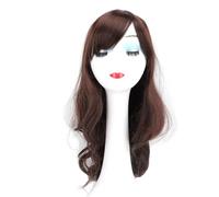 Perruque Synthétique Bouclée Longue Marron foncé Moelleuse Résistante à la Chaleur, Doublure en Maille Respirante, Cheveux Synthétiques pour les Fêtes, Cosplay, Usage Quotidien,