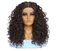 Perruque synthétique bou sans colle de 20 pouces for femmes, perruques à boucles profondes avec raie centrale for un usage quotidien Effet naturel et Volumineux(#4)