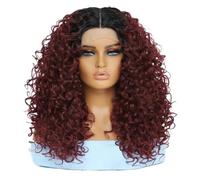 Perruque synthétique bou sans colle de 20 pouces for femmes, perruques à boucles profondes avec raie centrale for un usage quotidien Effet naturel et Volumineux(TT1B-BUG)