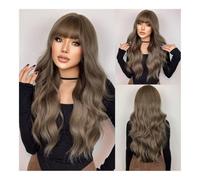 Perruque Synthétique Chestnut Brown Synthetic Wigs Long Natural Wave With Bangs Daily Cosplay Heat Resistant Hair for Women(Light brown)