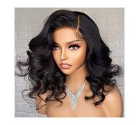 Perruque Synthétique Cheveux humains 360 13x4 Lace Front Wig pré-plumé court Body Wave 5x5x1 T Part avec des cheveux de bébé, 8-14" Short Curly for femme(8 in,13x4 Lace Front Wig)