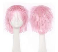 Perruque synthétique courte bleue marron noire pour femmes et hommes, perruque de déguisement de cosplay, perruque de tête de fête, cheveux rose clair, 12 pouces