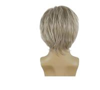 Perruque synthétique courte Blonde, 1 pièce, perruques naturelles lisses for hommes, cheveux molletonnés réalistes, toupet blond clair, Costume de Cosplay quotidien(Light Blonde)