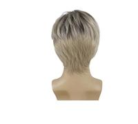 Perruque synthétique courte Blonde, 1 pièce, perruques naturelles lisses for hommes, cheveux molletonnés réalistes, toupet blond clair, Costume de Cosplay quotidien(Mixed Blonde)