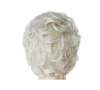 Perruque synthétique courte bou grise et blanche for femmes âgées, 1 pièce, perruque avec frange, Costume de Cosplay, cadeau fête for grand-mère(100-3)