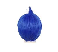 Perruque synthétique courte de tristesse, 1 pièce, perruque Cosplay lisse bleue for enfant avec lunettes à l'envers, fausse Costume for femme(Joy Wig)