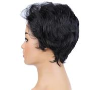 Perruque synthétique courte et ondulée en cheveux synthétiques mélangés pour femmes, résistante à la chaleur, P1B/30, perruques quotidiennes-#1B-6 pouces