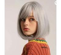Perruque synthétique courte et raide grise de 8 pouces pour femmes, perruques de remplacement de cheveux d'aspect naturel à la mode pour fête Cosplay Ha-Silver Gray-10 pouces-1 pièce