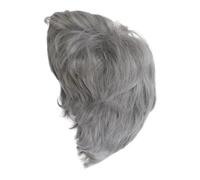 Perruque synthétique courte grise avec frange, perruque dégradée for femmes Effet naturel et Volumineux