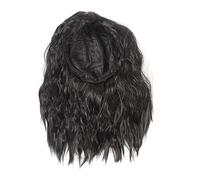 Perruque synthétique courte ondulée noire avec frange à Air, longueur d'épaule élégante, perruque bouclée résistante à la chaleur pour femmes, fête de Cosplay, vie quotidienne