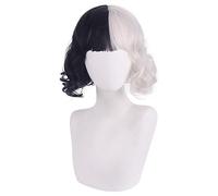 Perruque synthétique de cosplay de Cruella DeVi pour déguisement de fête d'anime