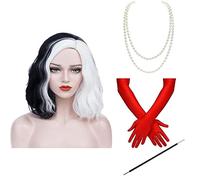Perruque synthétique de cosplay de Cruella DeVi pour déguisement de fête d'anime