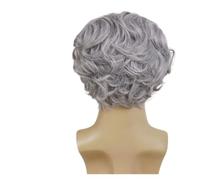 Perruque synthétique grise for hommes, 1 pièce, ensemble avec moustache et sourcils, casquette chauve cheveux sur les côtés, perruque de grand-père, Costume(Wig Mustache Eyebrow)