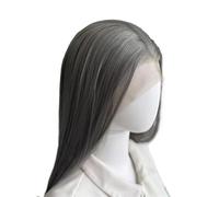 Perruque synthétique Lace Front Wig grise 13x4, perruques longues et lisses sans colle avec nœuds pré-épilés for femmes, adaptées aux fêtes quotidiennes pour Femme Charmant(24 inch)