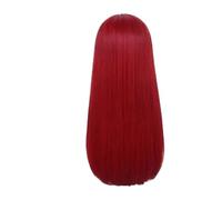 Perruque synthétique longue blonde lisse avec frange for femme, 1 pièce, for Cosplay, fête quotidienne, Costume de film animé, Drag Queen(Red)