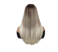 Perruque synthétique longue blonde lisse avec frange for femme, 1 pièce, for Cosplay, fête quotidienne, Costume de film animé, Drag Queen(Ombre Blonde)
