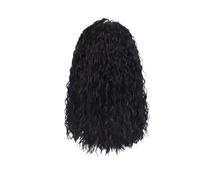 Perruque synthétique longue bou noire for hommes, 1 pièce, Punk des années 80, métal lourd, Rock, Costume de Cosplay Disco ondulé naturel(Black)
