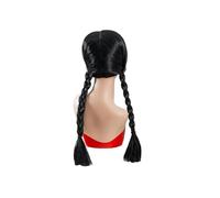 Perruque synthétique longue Double tressée noire, 1 pièce, série TV, jeu de rôle du mercredi, spécial for fête Cosplay